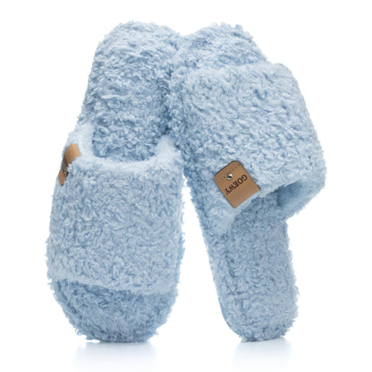 GOEWY Fuzzy Open Toe Slippers for Women Indoor with Comfy Memory Foam