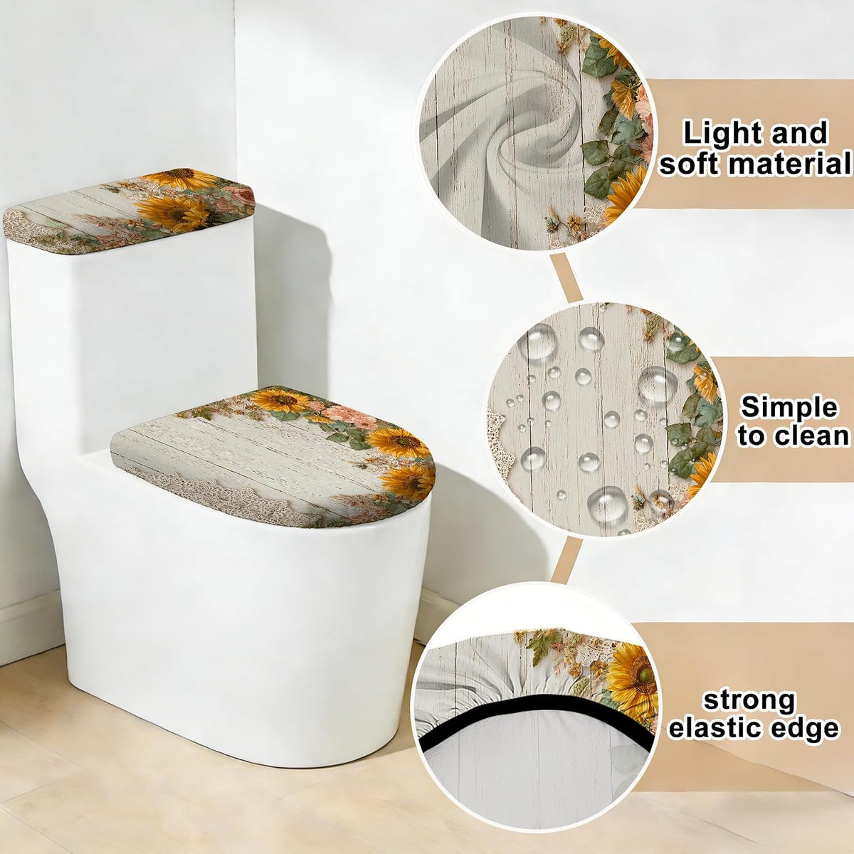 2 pack Toilet Lid Cover & Tank Lid Cover,Fits Standard & Elongated Toilet