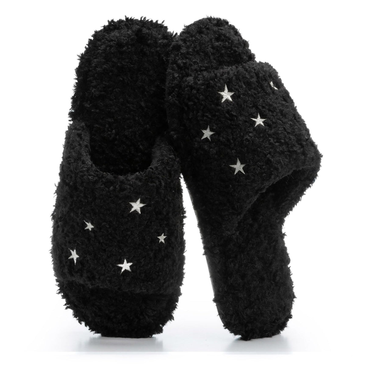 GOEWY Fuzzy Open Toe Slippers for Women Indoor with Comfy Memory Foam