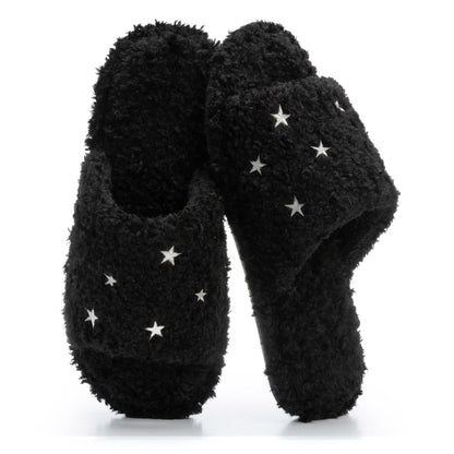 GOEWY Fuzzy Open Toe Slippers for Women Indoor with Comfy Memory Foam