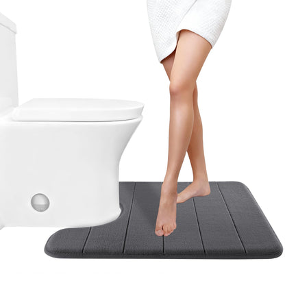 Yimobra Memory Foam Bath Mat, Super Soft Absorbent Bathroom Rug Non Slip, Quick Dry, Machine Washable Floor Carpet for Tub Shower, Home Decor Accessories, 24x17, Cream
