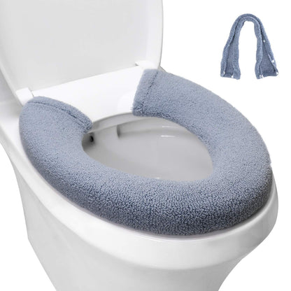 Toilet Seat Cover with Snaps Fixed,Thick Warmer,Machine Washable(grey)