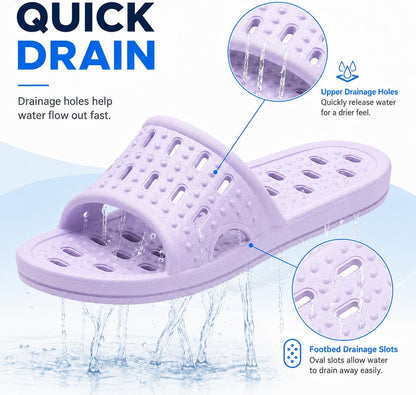 Bath Slippers with Drainage Holes, Quick-Drying Non-Slip Slippers for Home, Dormitory, Bathroom - Unisex