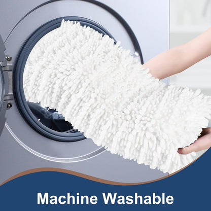 Luxury Chenille White Bathroom Rugs Sets 2 Piece, Thickened Hot Melt Rubber Bottom Bath Mats for Bathroom Non Slip,Bath Rugs Quick Dry Machine Washable for Shower Mat (32"x20"+17"x24")