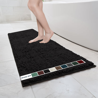 Muddy Mat Chenille Bathroom Rugs Quick Dry Microfiber Mats Non Slip Washable, Extra Thick, Soft and Highly Absorbent Bath Mats for Bathroom, Kitchen, and Shower Floor - Grey Small 28"X18"