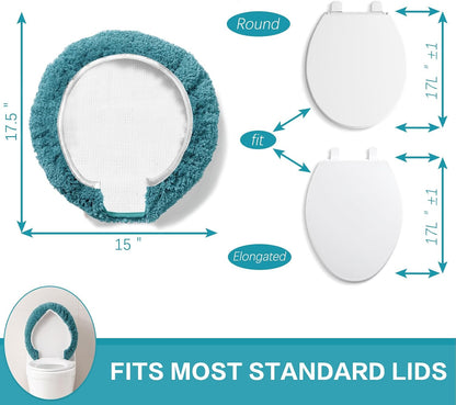 Microfiber Toilet Lid Cover, 17.5"x15" Fits Round Oblong and Elongated