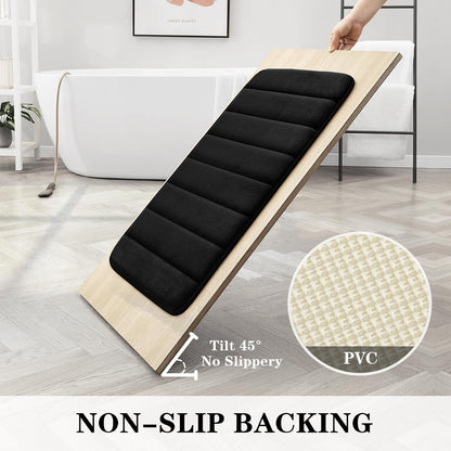 BYSURE Black Memory Foam Bathroom Rug Set 3 Piece 17"x24"+20"x32"+U Shape 20"x24"
