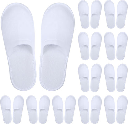 Aneco 12 Pairs Disposable Spa Slippers Fluffy Closed Toe Spa Slippers for Hotel, Home, Guest Use, Fits up to US Men Size 10 and Women Size 1