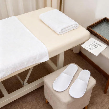 Disposable Slippers For Guests, Bulk White Slipper Pack For Hotel, Spa, Travel, Shoeless Home, Fits up to Adult