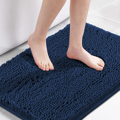 H.VERSAILTEX Bath Mat for Bathroom Non Slip Luxury Chenille Ultra Soft Bath Rugs 24x36 Absorbent Non Skid Shaggy Rugs Washable Dry Fast Plush Area Carpet Mats for Indoor, Bath Room, Tub - Black