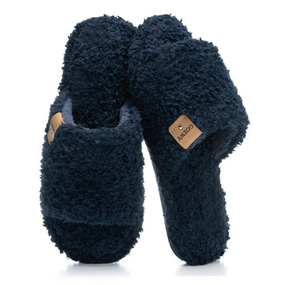 GOEWY Fuzzy Open Toe Slippers for Women Indoor with Comfy Memory Foam