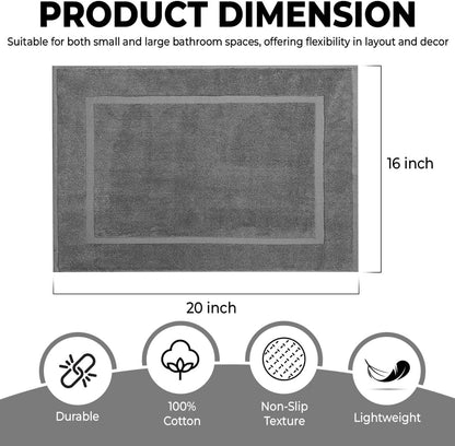 KAHAF COLLECTION Bath Mat Floor Towel Set - Absorbent Cotton Hotel Spa Shower/Bathtub Mats [Not a Bathroom Rug] 22"x34" Pack of 2