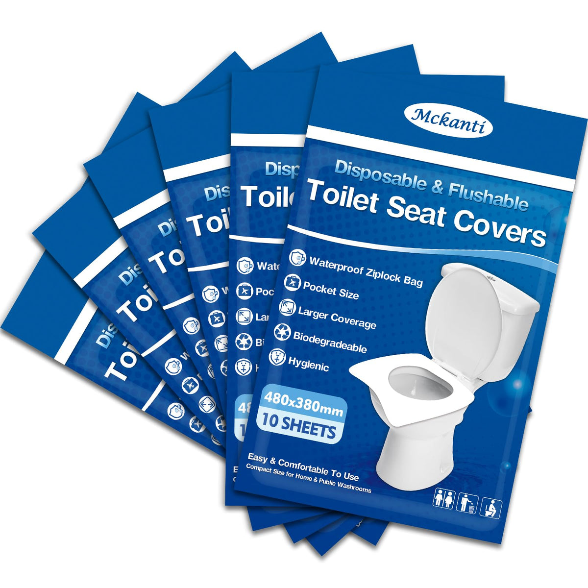 Mckanti Toilet Seat Covers Disposable - 120 Pack XL Flushable Paper Toilet Seat Covers for Adults Kids Potty Training, Biodegradable Travel Essential Accessories for Public Restrooms Airplane Camping
