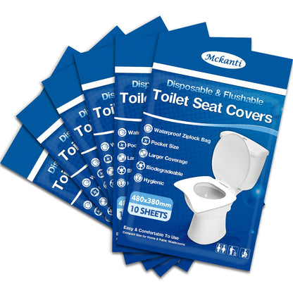 Mckanti Toilet Seat Covers Disposable - 120 Pack XL Flushable Paper Toilet Seat Covers for Adults Kids Potty Training, Biodegradable Travel Essential Accessories for Public Restrooms Airplane Camping