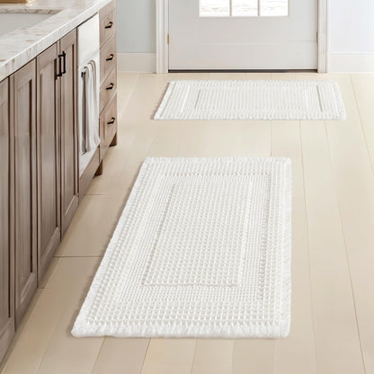 MIULEE Set of 2 Waffle Bathroom Rugs Brown Boho Bath Mat 17x24+18x30 in