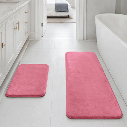 HUXMEYSON Bathroom Rugs Sets 3 Piece, Non-Slip & Quick Dry Bath Mat Set, Ultra Soft Velvet Bath Rugs for Bathroom, Toilet and Shower Floor, Grey