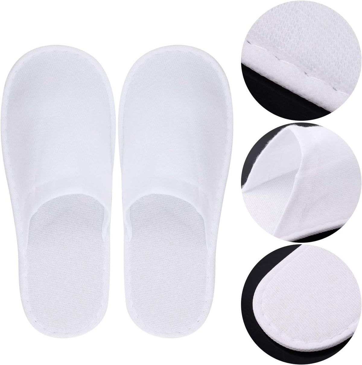 Tbestmax 24 Pairs Spa Slippers Flip Flops Disposable Slippers for Hotel Guests Women Men Closed Toe Super Comfort White