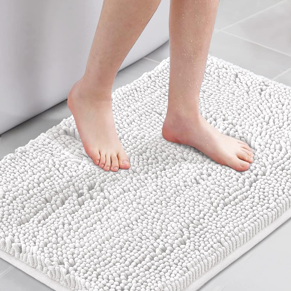 H.VERSAILTEX Bath Mat for Bathroom Non Slip Luxury Chenille Ultra Soft Bath Rugs 24x36 Absorbent Non Skid Shaggy Rugs Washable Dry Fast Plush Area Carpet Mats for Indoor, Bath Room, Tub - Black