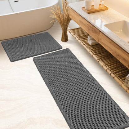 IM HOME Waffle Bath Mat Set 2 Piece Olive Green,Woven Modern Bath Rug Mats, Absorbent Non Slip Bath Floor Mat, Soft Washable Boho Bath Rugs with Tassels for Bathroom, Bedroom, Kitchen,Tub
