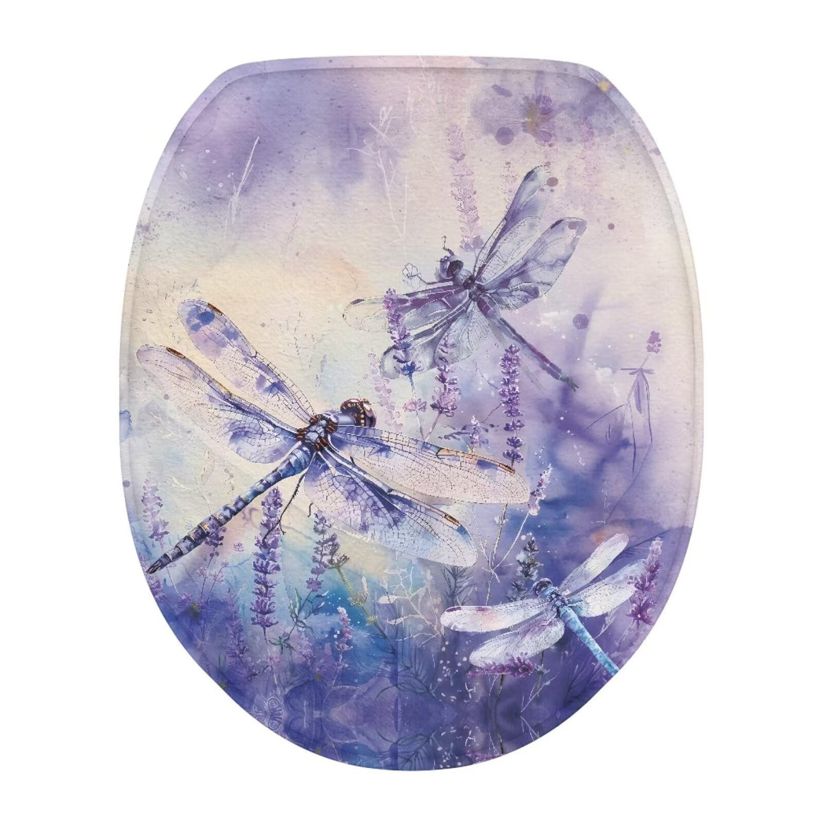 Purple Lavender Elongated Toilet Seat Cover Soft and Absorbent Fabric Toilet Lid Cover Oval Fits Most Standard Lids with Elastic Band for Bathroom Decor Accessories Protective