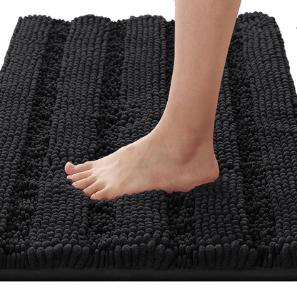 H.VERSAILTEX Bath Rugs for Bathroom Non Slip Bath Mats Extra Thick Chenille Striped Rug 20" x 32" Absorbent Non Skid Fluffy Soft Shaggy Washable Dry Fast Plush Mat for Indoor, Bath Room, Tub - Sage