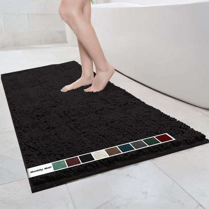 Muddy Mat Chenille Bathroom Rugs Quick Dry Microfiber Mats Non Slip Washable, Extra Thick, Soft and Highly Absorbent Bath Mats for Bathroom, Kitchen, and Shower Floor - Grey Small 28"X18"