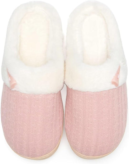 NineCiFun Women's Fuzzy House Slippers Memory Foam Cute Ladies Home Shoes