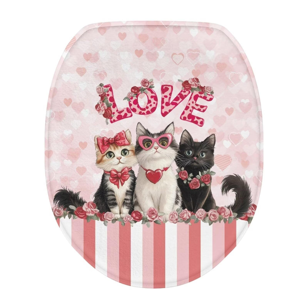 Toilet Lid Covers for Bathroom Elongated Cat Irises Thick Toilet Seat Lid Cover Elongated Oval Round Soft Fabric Toilet Seat Lid Cover with Elastic Edges Machine Washable