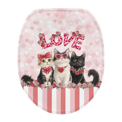 Toilet Lid Covers for Bathroom Elongated Cat Irises Thick Toilet Seat Lid Cover Elongated Oval Round Soft Fabric Toilet Seat Lid Cover with Elastic Edges Machine Washable
