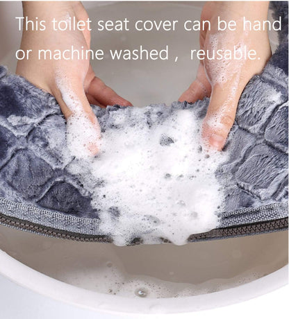 Toilet Seat Cover for Bathroom, Toilet Seat Cushion Covers Soft Thicker Warmer Washable Toilet Seat Cover Pads with Zipper Home Reusable (Purple)