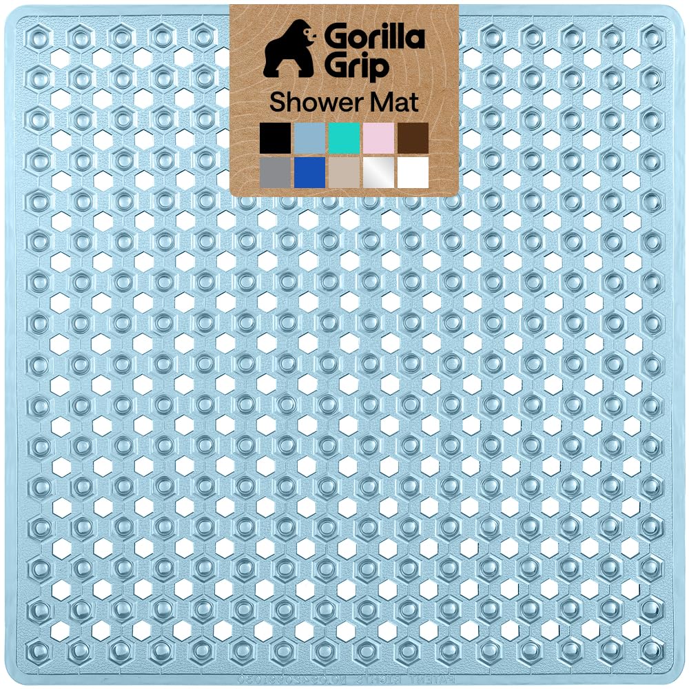 GORILLA GRIP Bath Tub Shower Mat, Bathtub Floor Liner, 35x16 Gray Opaque