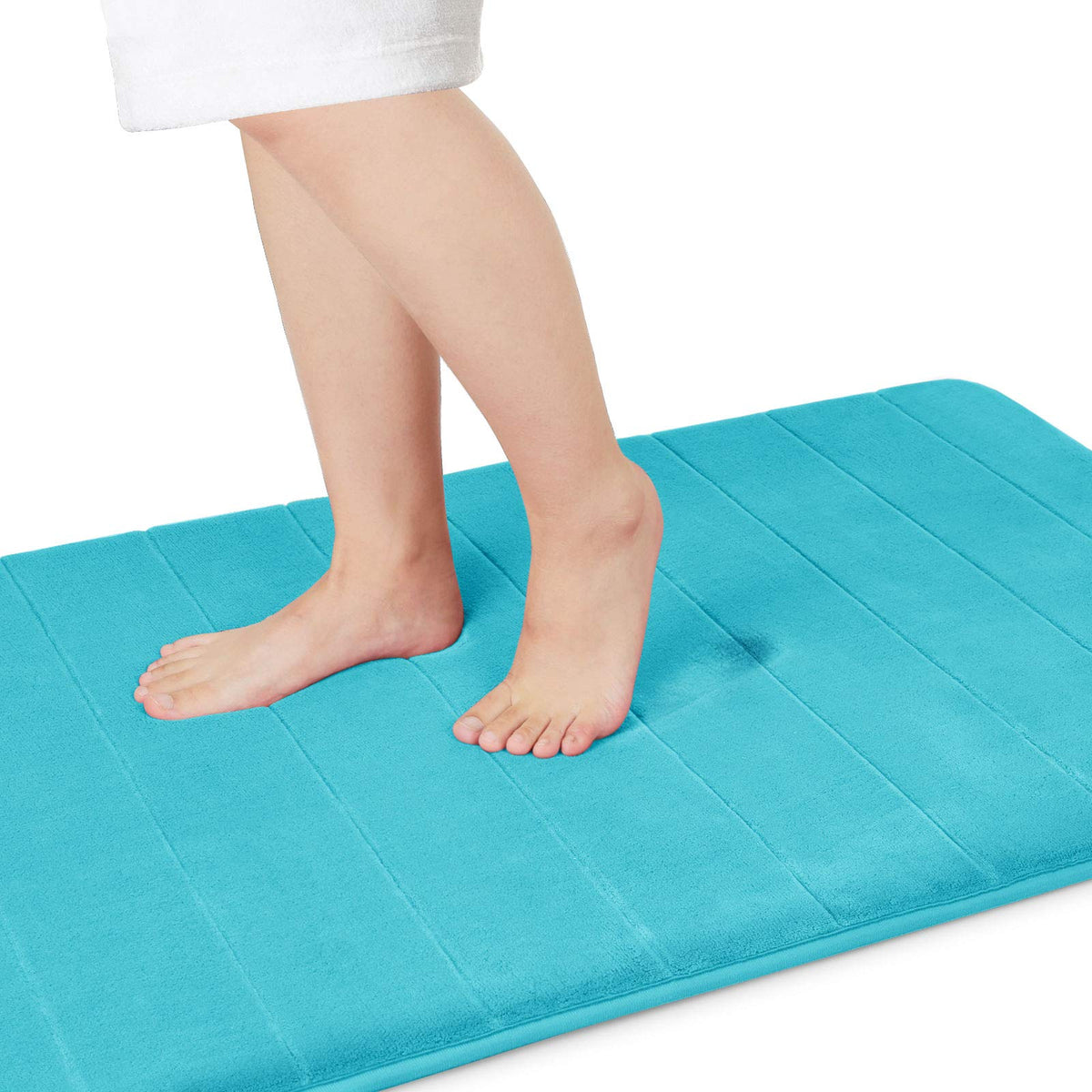 Yimobra Memory Foam Bath Mat, Super Soft Absorbent Bathroom Rug Non Slip, Quick Dry, Machine Washable Floor Carpet for Tub Shower, Home Decor Accessories, 24x17, Cream