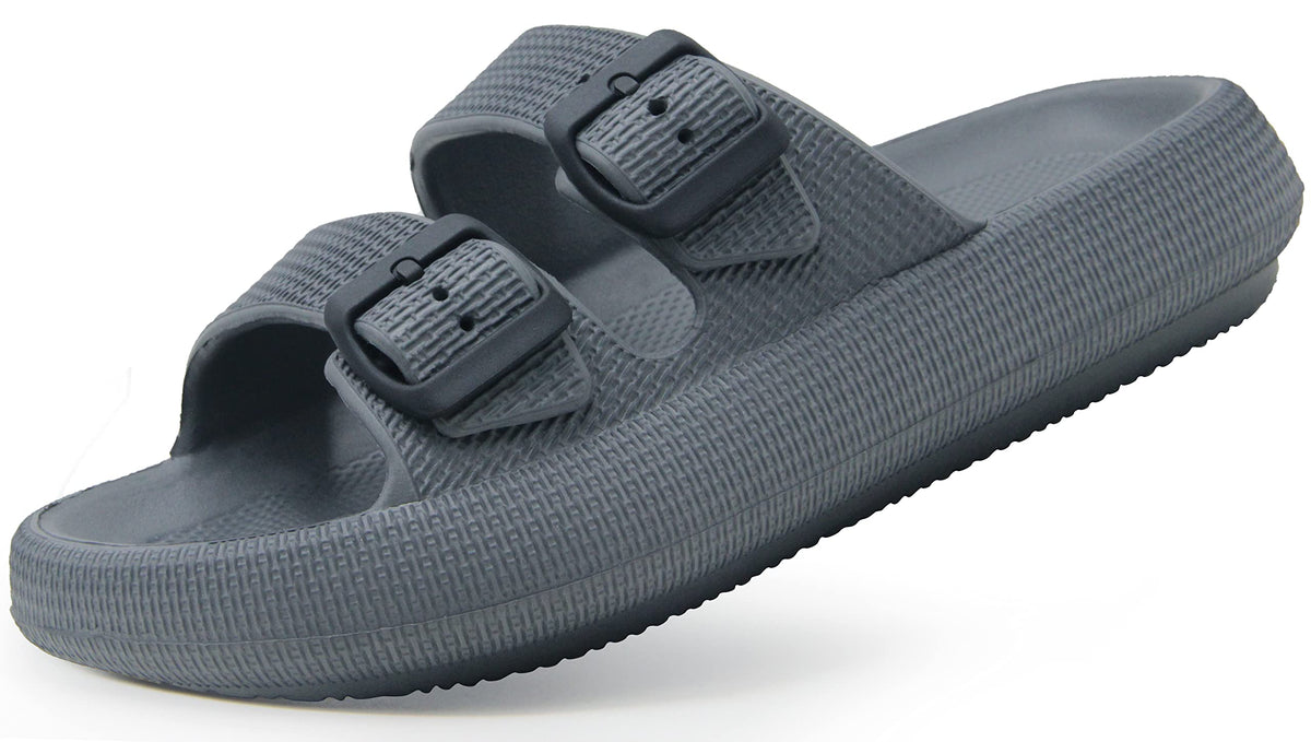 Weweya Sandals for Women Men Pillow Slippers Double Buckle Flat Slides