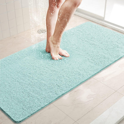 LuxStep Shower Mat Bathtub Mat,24x16 inch, Non-Slip Bath Mat with Drain, Quick Drying PVC Loofah Bathmat for Tub,Shower,Bathroom (Phthalate Free,Grey)