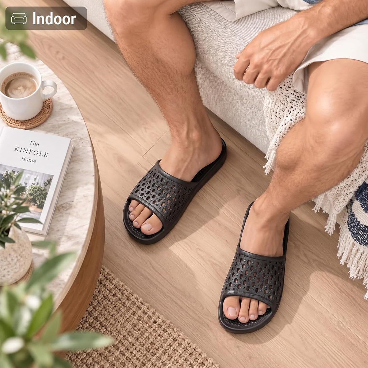 Aoowoll Shower Shoes for Men and Women Non-Slip Sandals Bathroom Slippers