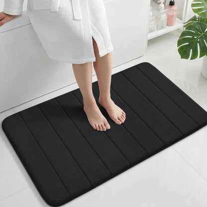 Yimobra Memory Foam Bath Mat, Super Soft Absorbent Bathroom Rug Non Slip, Quick Dry, Machine Washable Floor Carpet for Tub Shower, Home Decor Accessories, 24x17, Cream