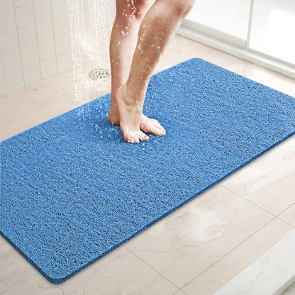 LuxStep Shower Mat Bathtub Mat,24x16 inch, Non-Slip Bath Mat with Drain, Quick Drying PVC Loofah Bathmat for Tub,Shower,Bathroom (Phthalate Free,Grey)