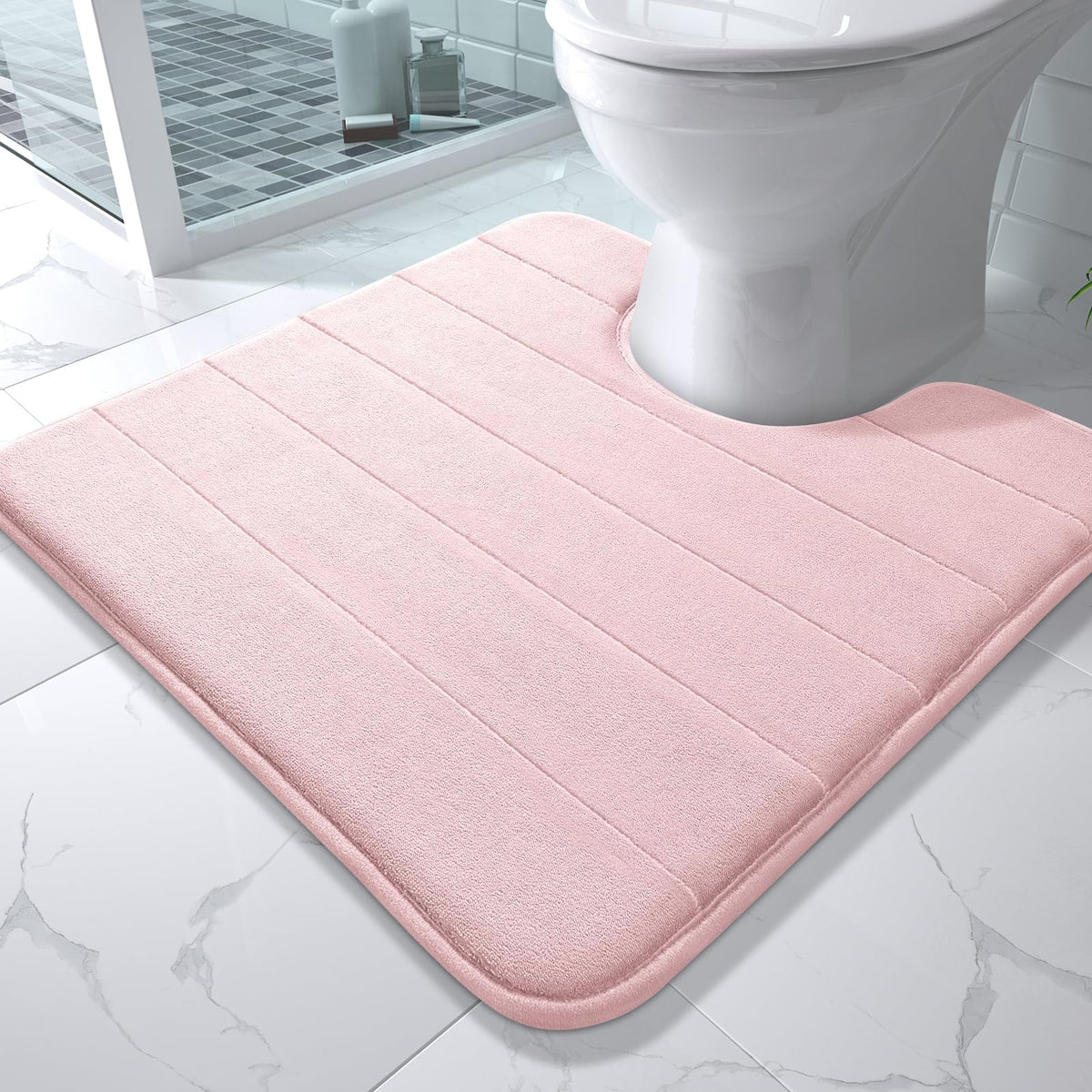 Yimobra Memory Foam Bath Mat, Super Soft Absorbent Bathroom Rug Non Slip, Quick Dry, Machine Washable Floor Carpet for Tub Shower, Home Decor Accessories, 24x17, Cream