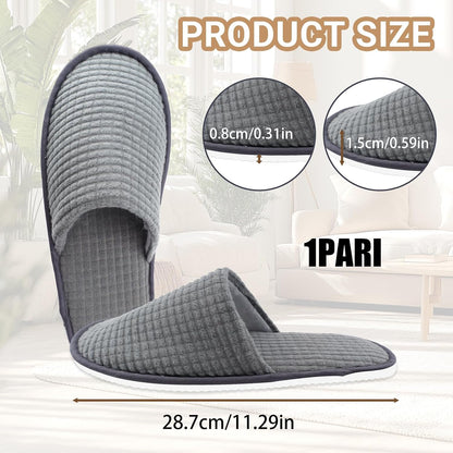 1-Pair Spa Slippers - Non Slip Slippers For Guest Women & Men -Washable & Reusable Guest Slipper for Indoor Hotel, Spa, Travel, Shoeless Home, House, Bedroom, Bride Slippers