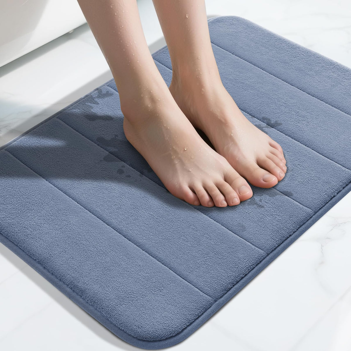 Yimobra Memory Foam Bath Mat, Super Soft Absorbent Bathroom Rug Non Slip, Quick Dry, Machine Washable Floor Carpet for Tub Shower, Home Decor Accessories, 24x17, Cream