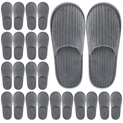 Elcoho 12 Pairs Closed Toe Spa Slippers Reusable Slippers Coral Fleece Washable Disposable Home Slippers for Women Men Guests Hotels House Slippers Housewarming Indoors Bathroom Party Traveling