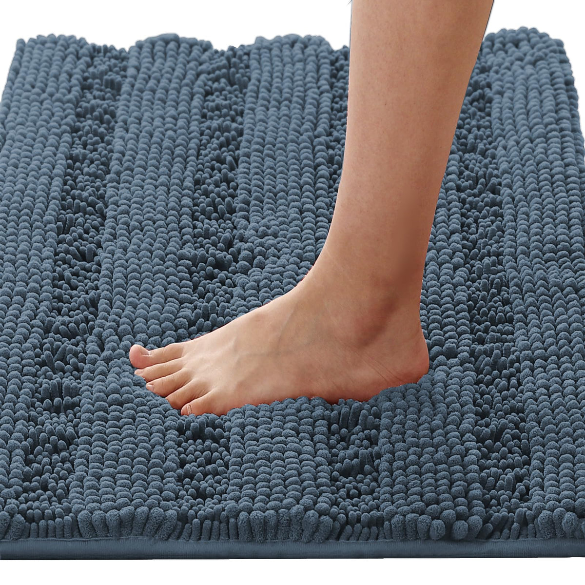 H.VERSAILTEX Bath Rugs for Bathroom Non Slip Bath Mats Extra Thick Chenille Striped Rug 20" x 32" Absorbent Non Skid Fluffy Soft Shaggy Washable Dry Fast Plush Mat for Indoor, Bath Room, Tub - Sage