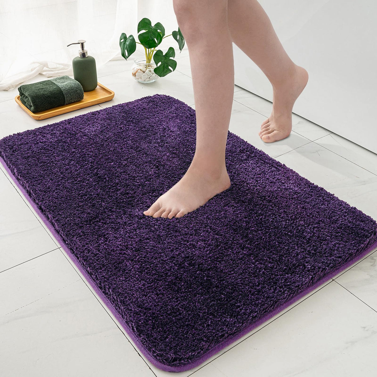 MIULEE Teal Bathroom Rugs Soft Small Microfiber Bath Mat 16x24 Inch