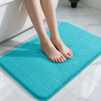 Yimobra Memory Foam Bath Mat, Super Soft Absorbent Bathroom Rug Non Slip, Quick Dry, Machine Washable Floor Carpet for Tub Shower, Home Decor Accessories, 24x17, Cream