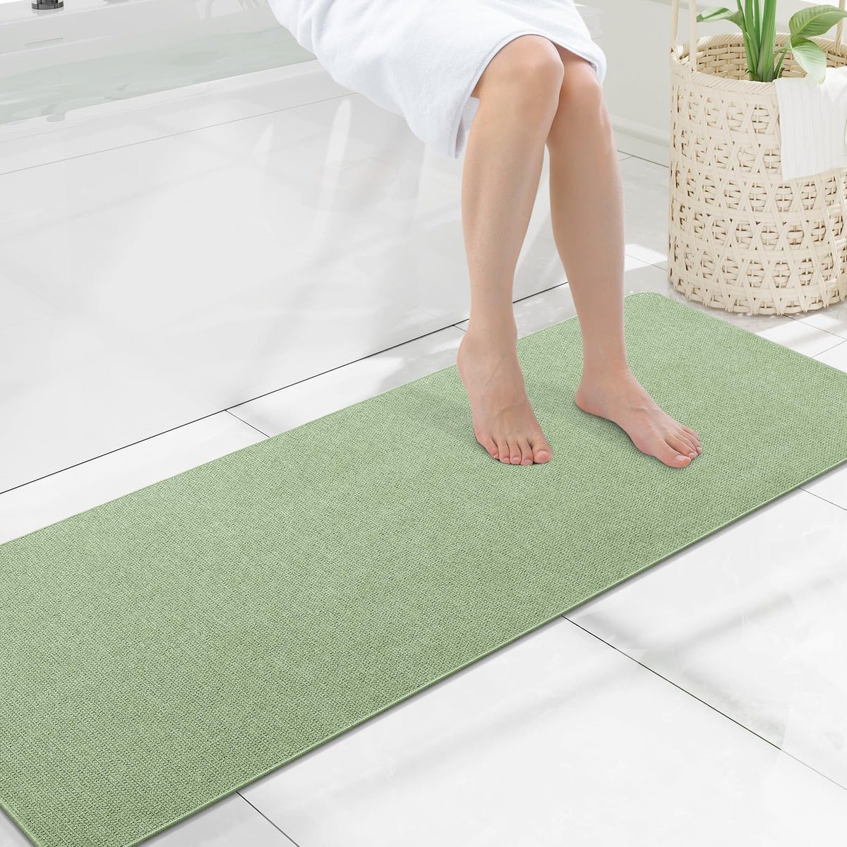 Smiry Ultra Thin Bath Mat 30X20, Non Slip Rubber Washable Bathroom Rugs