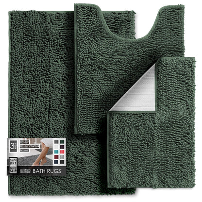 Hearth & Harbor Bathroom Rugs, Chenille Bath Mat - Machine Washable Bath Mats for Bathroom Non-Slip Backing Rubber, Quick Dry Bathroom Mat