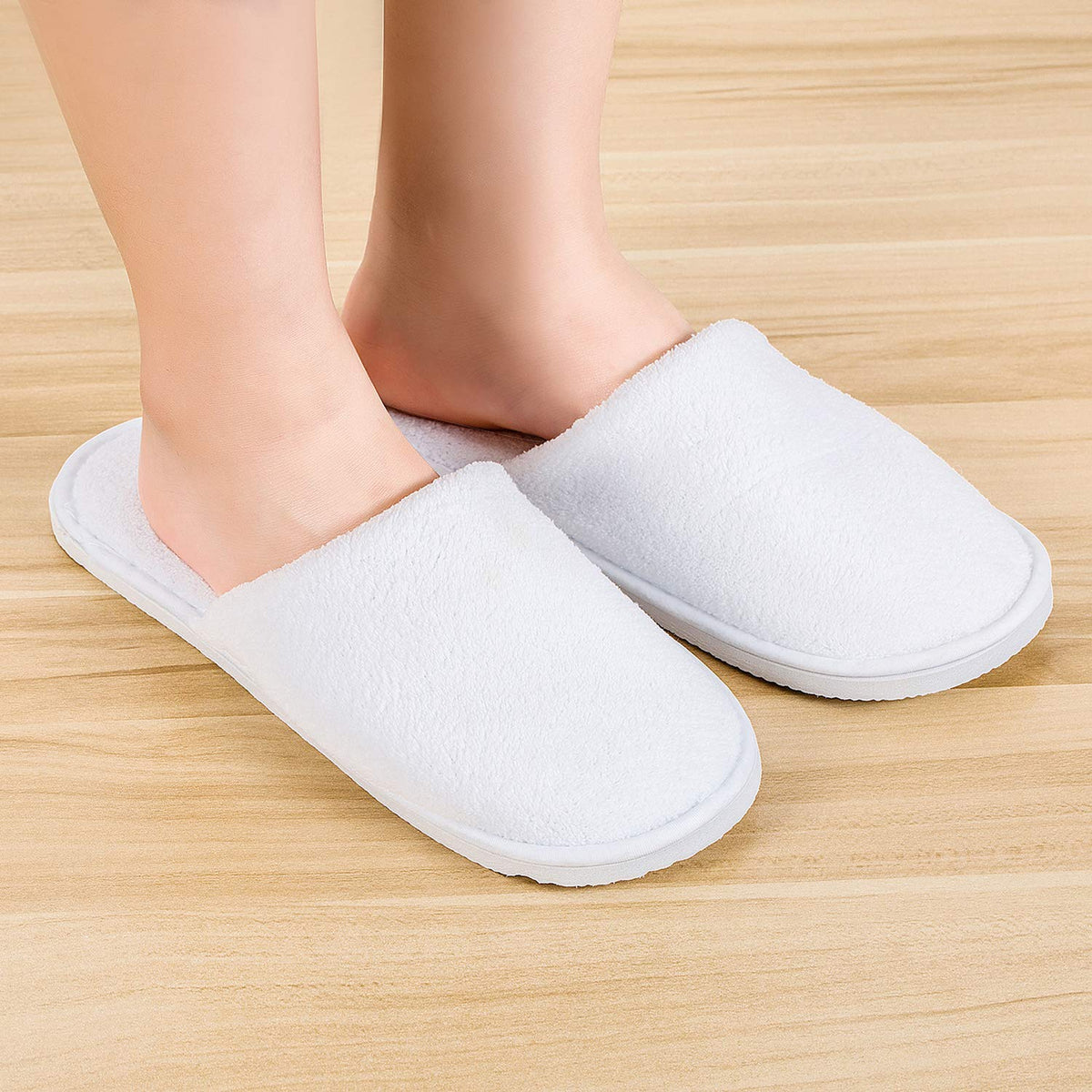AhfuLife Spa Slippers 5 Pairs of Hotel Slippers, Disposable Closed-Toe Slippers for Guest, House Slippers Non-slip Unisex for Wedding, Party, Travel, Bedroom