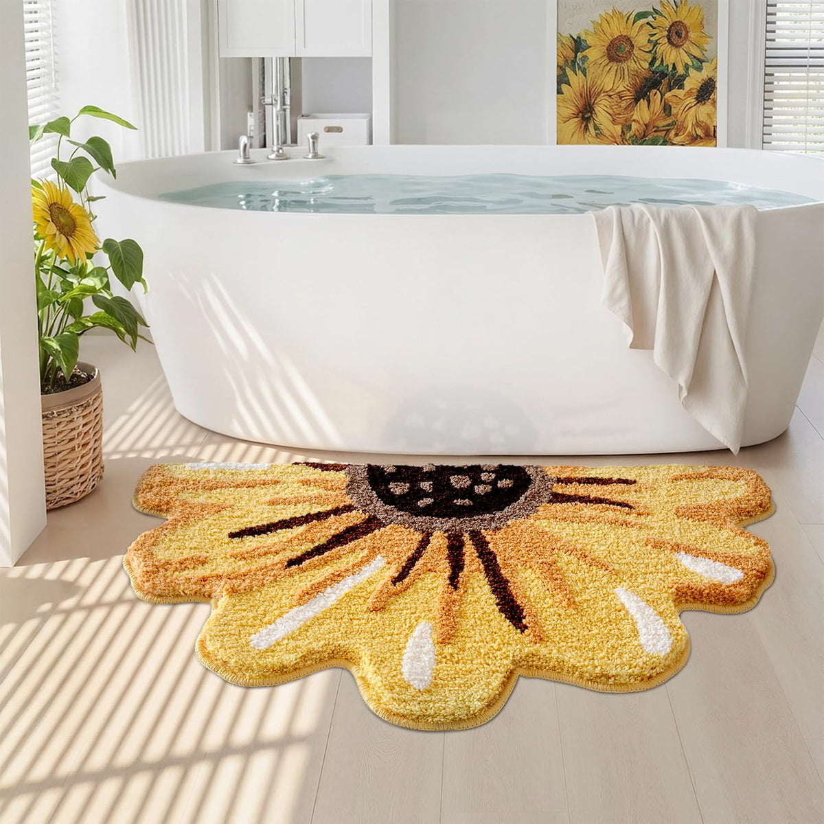 LUMI Bathroom Rug Green Leaf, Absorbent Non Slip Bath Mat, 31.5"x47"