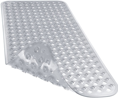 Yimobra Bathtub Mat Non Slip, 35"X16" Shower Mat with Strong Suction Cups & Drain Holes, Long Anti Slip Bath Tub Mat for Inside Shower, Machine Washable Fast Drying, Bathroom Essentials, Clear Blue
