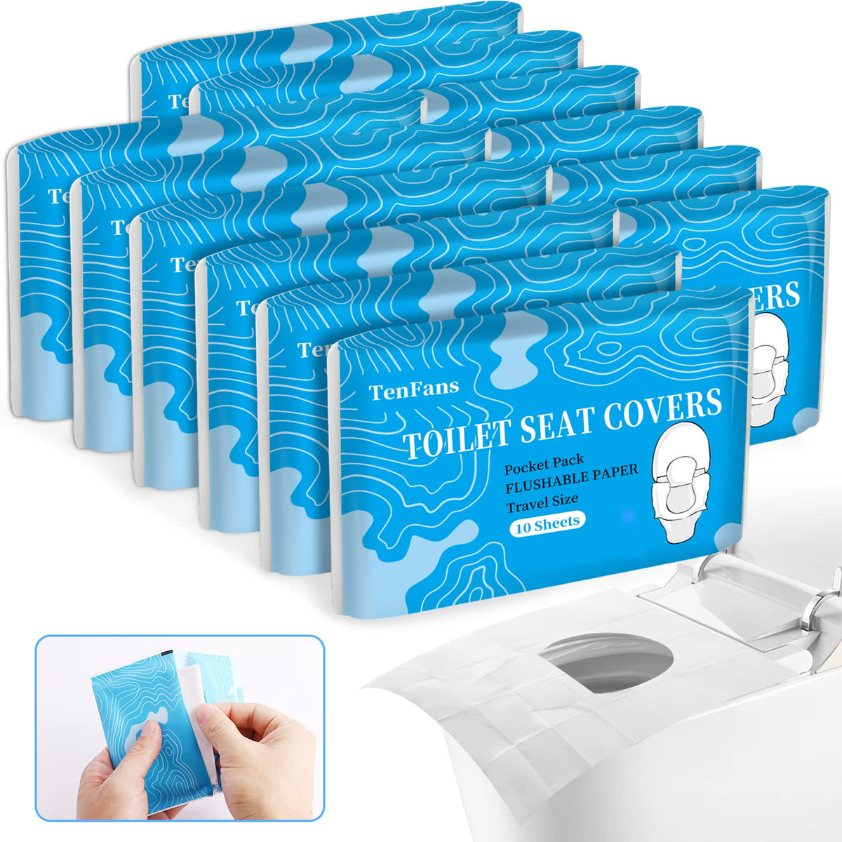Toilet Seat Covers 60 Pack, Flushable Water Soluble, Biodegradable